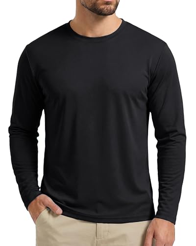 Boladeci Rash Guard for Men Swimming Shirts Long Sleeve UV Protection SPF Fishing Shirts Quick Dry Breathable Hot Weather Running Black Large - Image 1