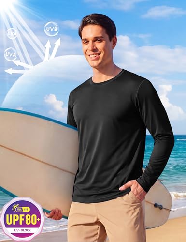 Boladeci Rash Guard for Men Swimming Shirts Long Sleeve UV Protection SPF Fishing Shirts Quick Dry Breathable Hot Weather Running Black Large - Image 3
