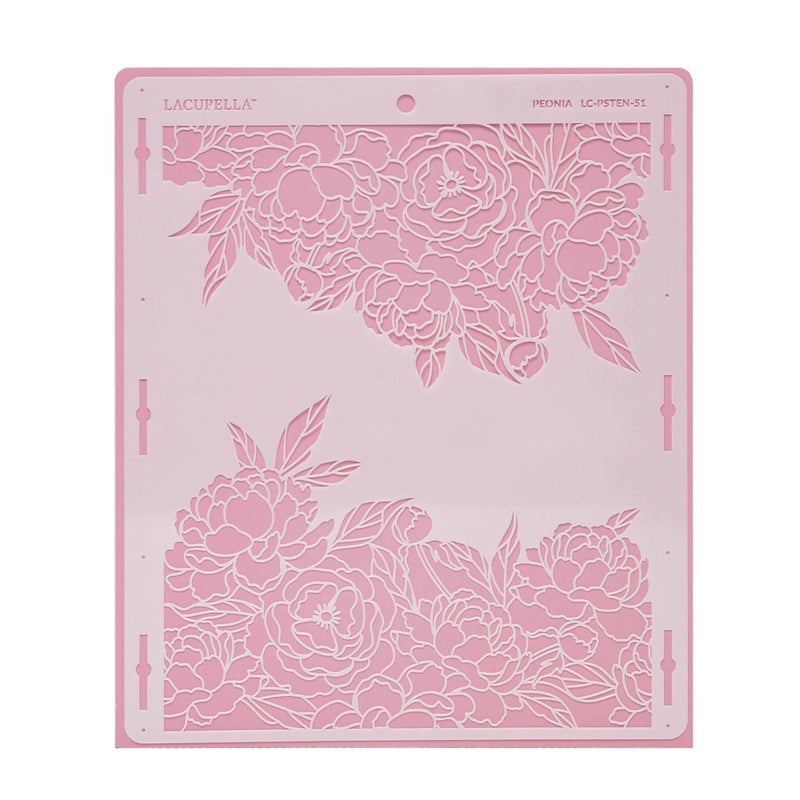 Lacupella Large Cake Decorating Stencil PEONIA Peony Flower Pattern