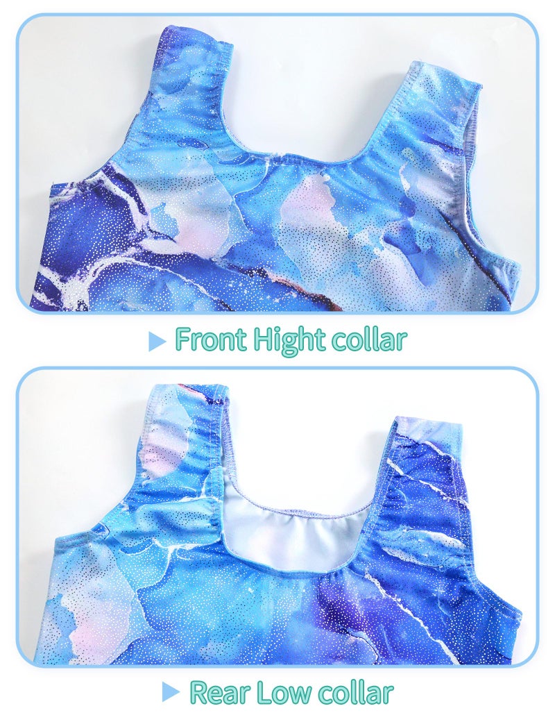 Nymphperi Gymnastics Leotards for Girls Size 7-8 Years Old 2 Piece Shiny Purple Orchid Bodysuits with Classic Shorts - Image 3