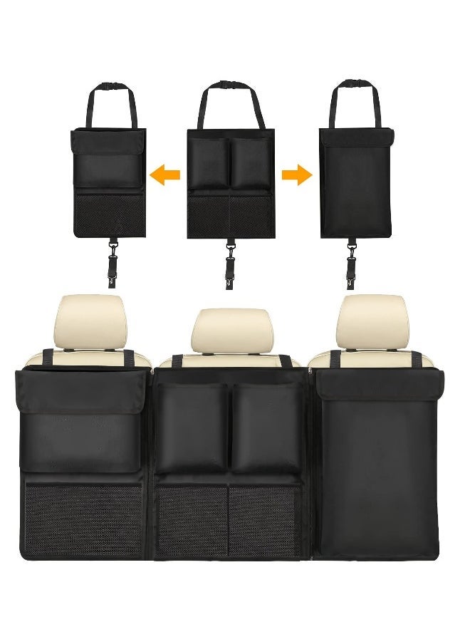 Car Boot Organiser, Car Trunk Tidy Organiser Bag, Detachable MultiPocket Car Organiser Seat Back Protectors With Zipper, WaterProof Durable Foldable Children's Travel Storage Bag, 101 x 46 cm