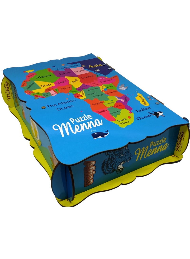 Wooden Educational Toy: Map of Africa Puzzle (Atlas) with Country Information Cards – Geography Teaching Aid (English Version) - Image 4