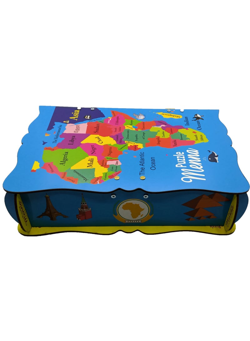Wooden Educational Toy: Map of Africa Puzzle (Atlas) with Country Information Cards – Geography Teaching Aid (English Version) - Image 3
