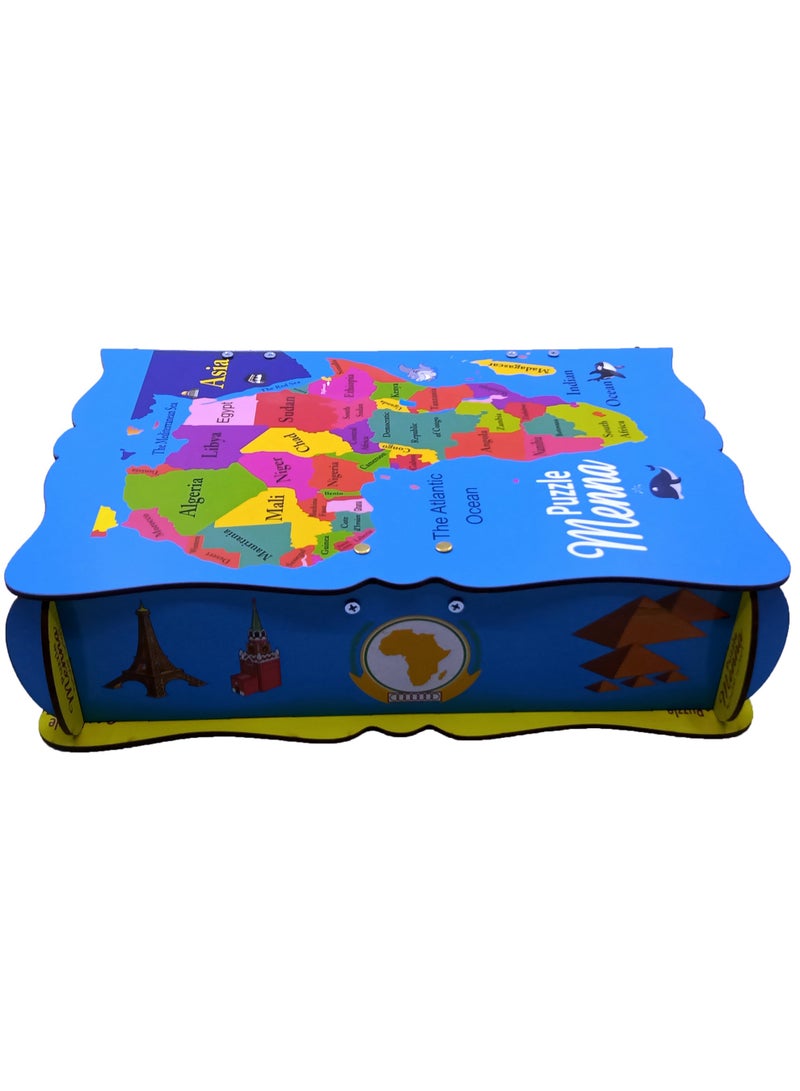 Wooden Educational Toy: Map of Africa Puzzle (Atlas) with Country Information Cards – Geography Teaching Aid (English Version) - Image 2