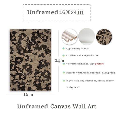SHEWANT ART Abstract Canvas Wall Art Neutral Abstract Floral Print Vintage Minimalist Modern Neutral Botanical Wall Art Hand Painted Black Blooming Flowers Artwork Poster for Living Room Bedroom Office Unframed - Image 3