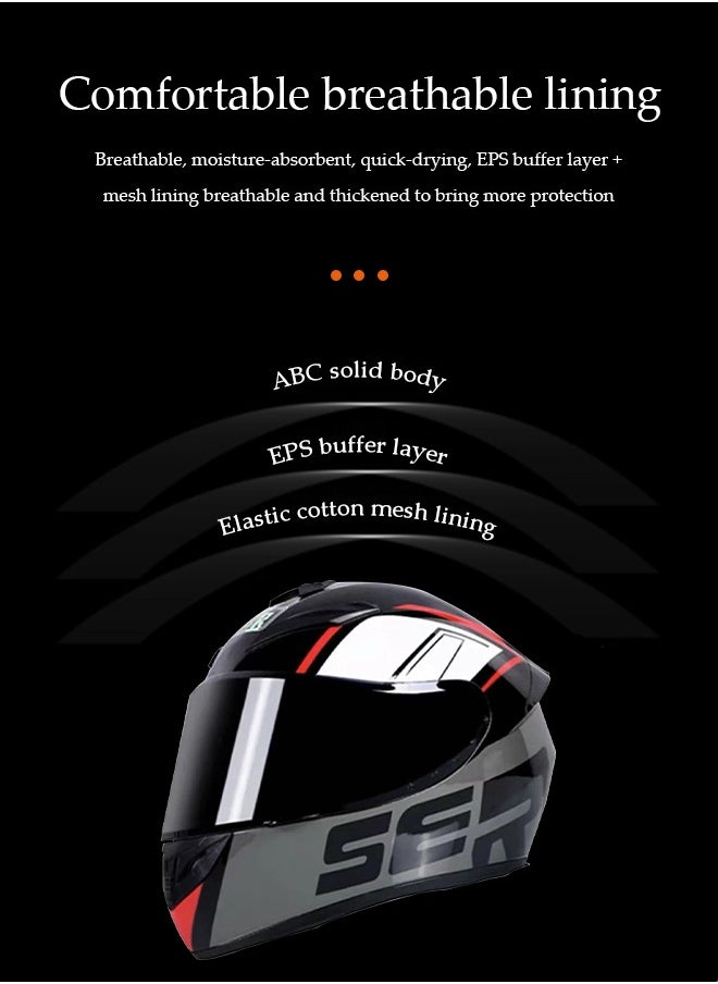 DUNISO Full face motorcycle helmet, lightweight crash resistant motorcycle helmet, all season cool racing helmet，with black lenses, breathable lining, suitable for both men and women (L)  - Image 5