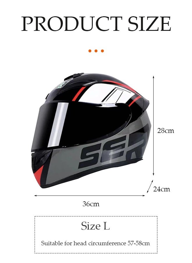 DUNISO Full face motorcycle helmet, lightweight crash resistant motorcycle helmet, all season cool racing helmet，with black lenses, breathable lining, suitable for both men and women (L)  - Image 2