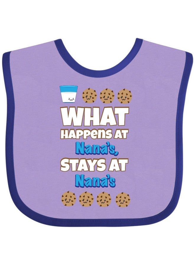 inktastic What Happens At Nana's Baby Bib Lavender and Purple 1f874 - Image 1