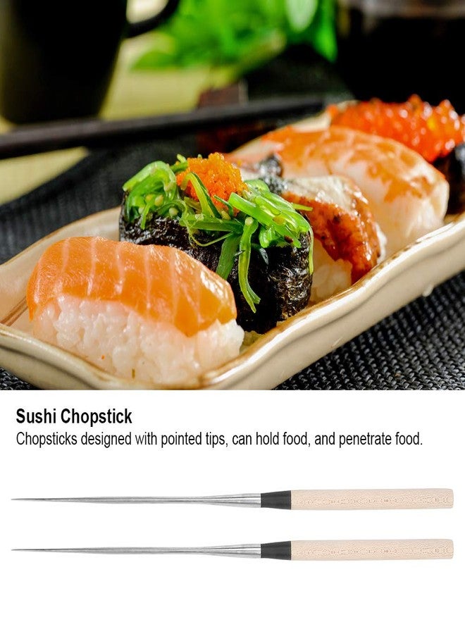 Topyond Reusable Chopsticks Stainless Steel, Japanese Sushi Chopstick, Reusable Long Metal Cooking Chopsticks, Wood Handle, 11.1In/281mm - Image 3