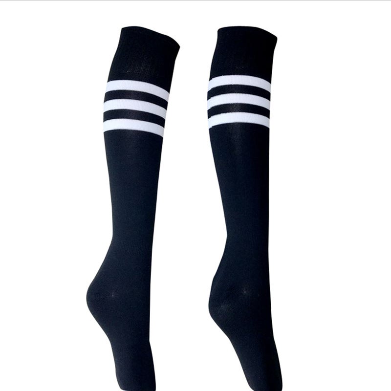 Generic High bouncing ball football socks cross-border long barrel striped durable sports socks dance cheerleading fitness yoga socks Black White Edge 
