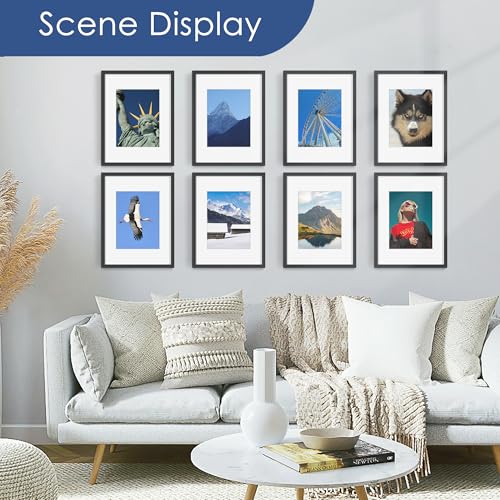 PEALSN 12x16 Picture Frame Set of 6 Display Pictures 85 x 11 with Mat or 12 x 16 without Mat for Wall Mounting Display Photo Frames Collage for Wall Decor Black - Image 3