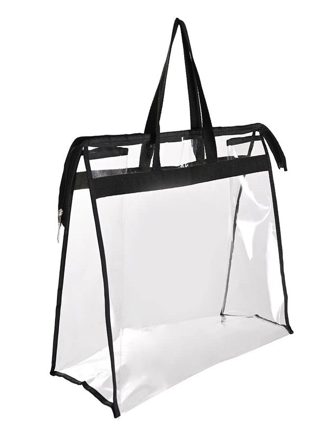 Augbunny Large Zippered Clear Dust Cover Organizer Bag Beach Tote Grocery Storage Handbag Purse - Image 3