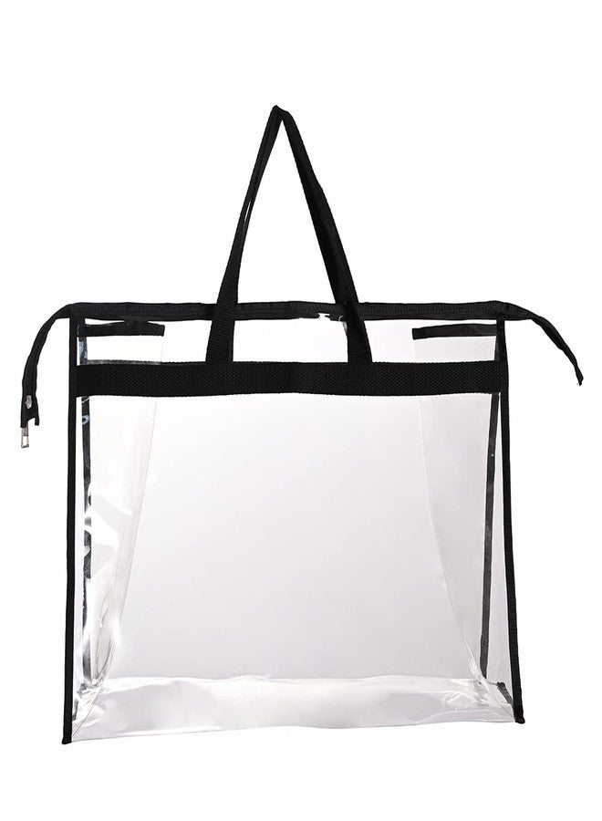 Augbunny Large Zippered Clear Dust Cover Organizer Bag Beach Tote Grocery Storage Handbag Purse - Image 2