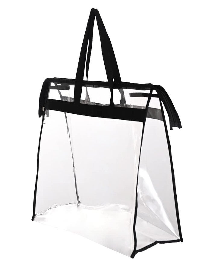 Augbunny Large Zippered Clear Dust Cover Organizer Bag Beach Tote Grocery Storage Handbag Purse - Image 1