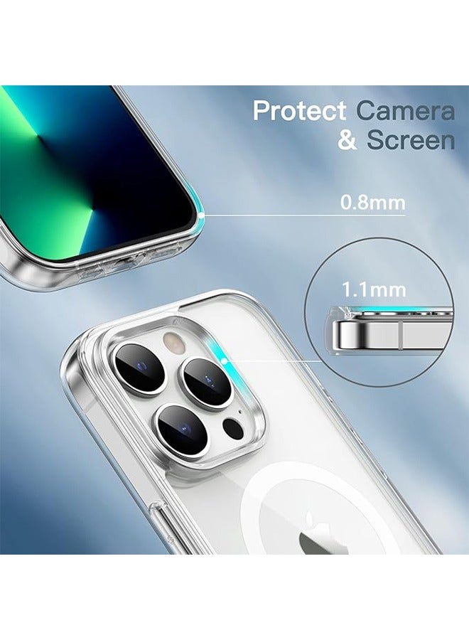 أوشن جراب مغناطيسي لهاتف iPhone 16 Pro Max، غطاء خلفي مقاوم للصدمات، جراب خلفي واقي للهاتف مقاوم للاصفرار ومقاوم للخدش ومضاد للسقوط، جراب هاتف مغناطيسي لهاتف iPhone 16 Pro Max كلاسيكي، شفاف - Image 4