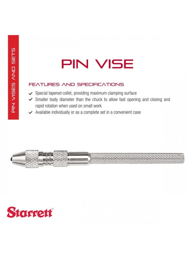Starrett Pin Vise with Knurled Handles, Smaller Body Diameter, and Special Tapered Collet for Maximum Clamping Surface - .010-.055" Range - 240A