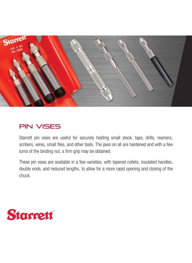Starrett Pin Vise with Knurled Handles, Smaller Body Diameter, and Special Tapered Collet for Maximum Clamping Surface - .010-.055" Range - 240A