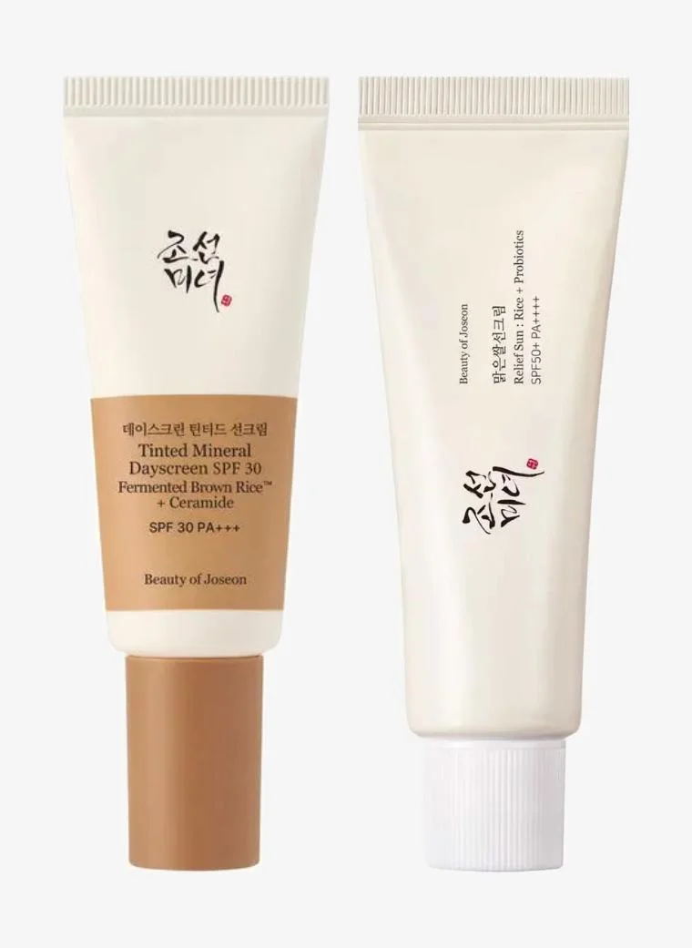 Beauty Of Joseon Ultimate Sun Protection & Glow Duo: Tinted Mineral Dayscreen & Relief Sun Rice Probiotics