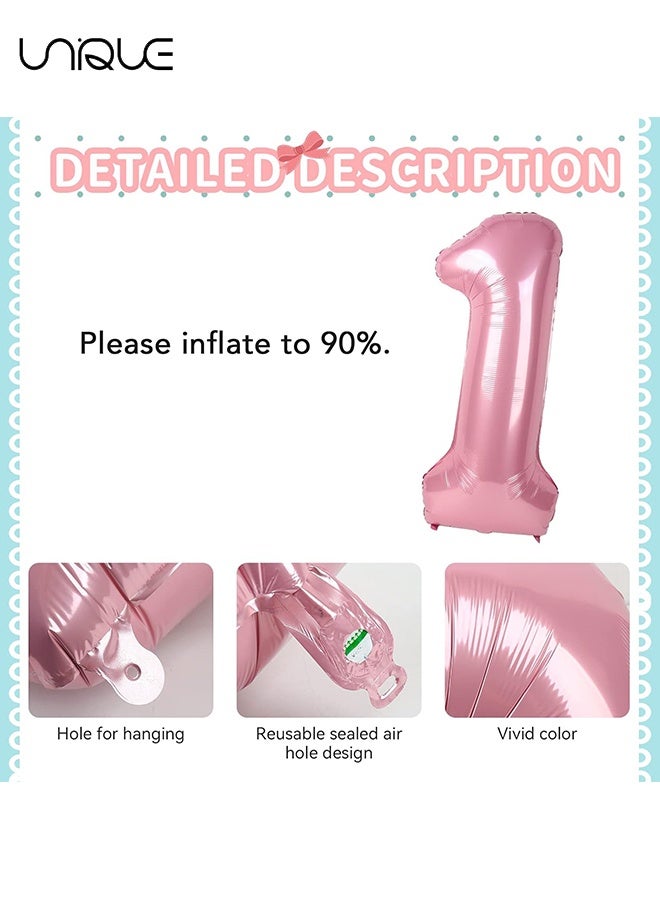 يونيك 6 قطع زينة حفلة عيد ميلاد - 1st عيد ميلاد مجموعة بالون - عيد ميلاد سعيد بالونات الديكور - دونات حفلة عيد ميلاد ديكورات للفتيات ، بالونات رقائق معدنية - ديكورات حفلات خماسية - زينة عيد ميلاد سعيد - الأولاد والبنات توريد الحفلات - Image 3