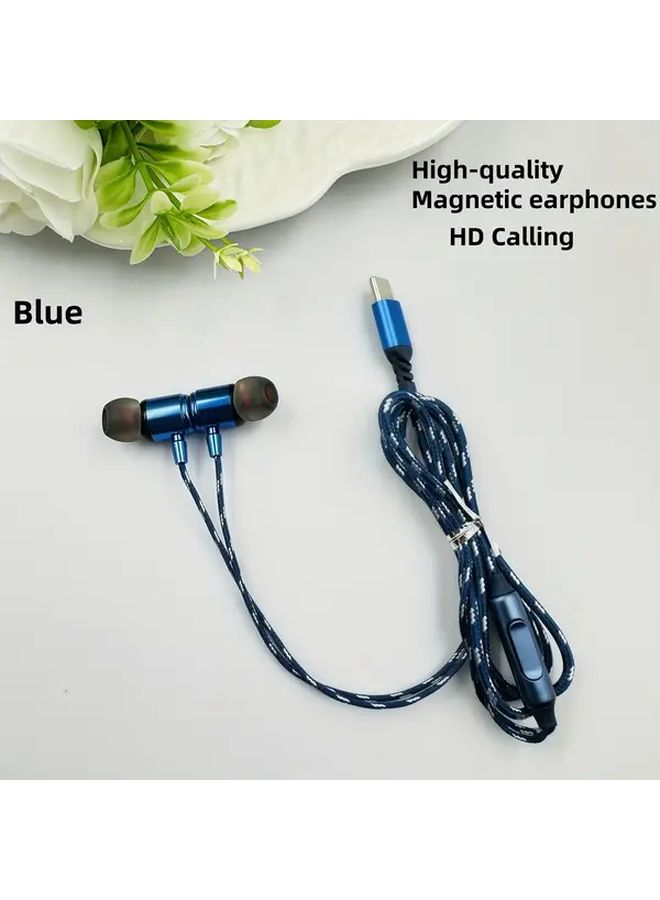 Dark Green Type C Wired Headphones With Microphone HD Sound Comfortable Semi In Ear Earbuds - Image 5