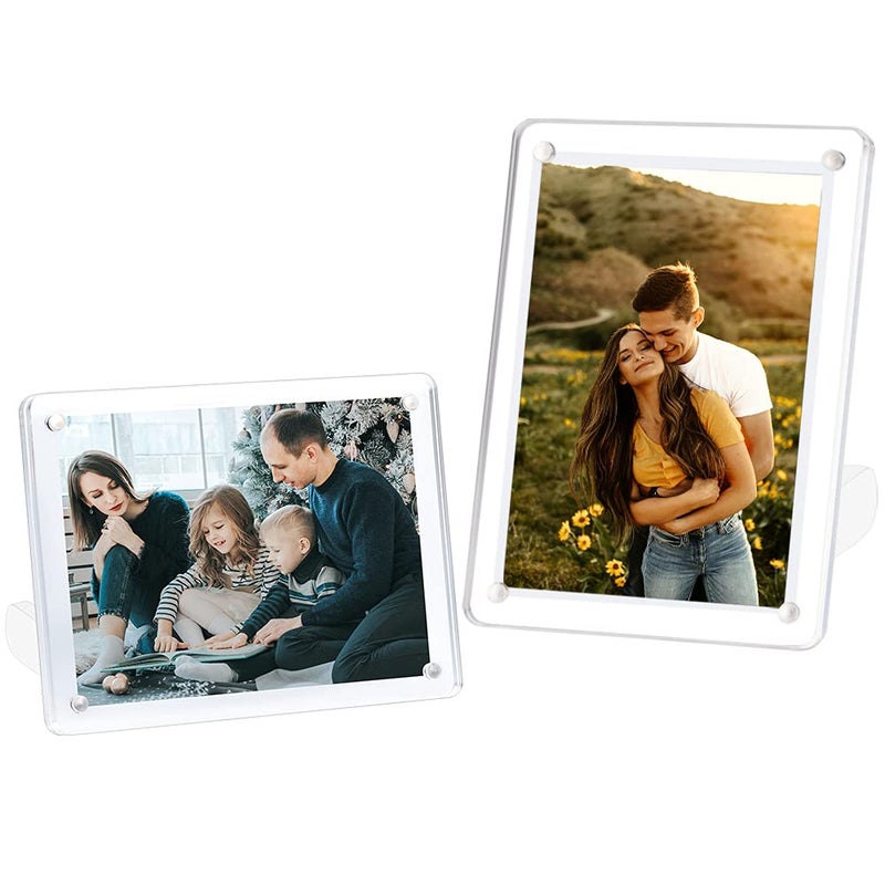 ECOSEAO 5x7 Minimalist Picture Frame Acrylic Glass Photo Frame with Desktop Display Horizontally or Vertically - Image 1