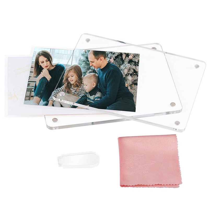 ECOSEAO 5x7 Minimalist Picture Frame Acrylic Glass Photo Frame with Desktop Display Horizontally or Vertically - Image 3