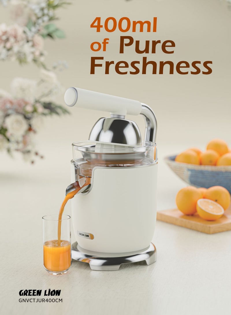 GREEN LION Vintage Citrus Juicer with Handle 400ml 170W / Powerful Copper Motor / Stainless Steel Filter / Small & Big Juice Cones / Drip-Free Spout Juicer - Cream - Image 3
