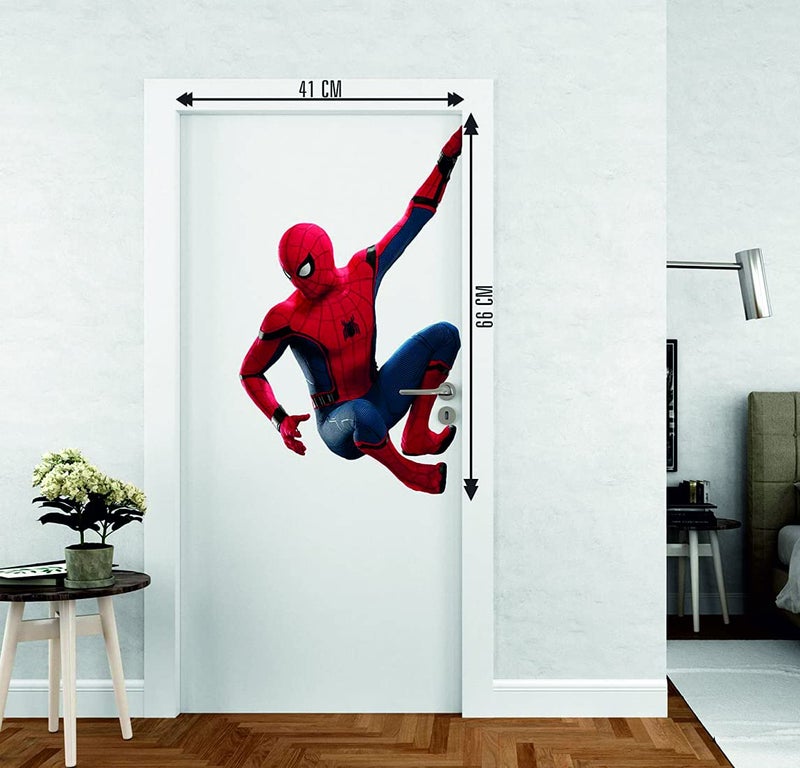 Techgifti ملصقات جدارية للأبواب (متعددة الألوان، الحجم - 66 سم × 41 سم) ملصق باب سبايدرمان جانبي واحد لغرفة المعيشة، غرفة النوم، ملصق جدار المكتب (باب 16) - Image 3