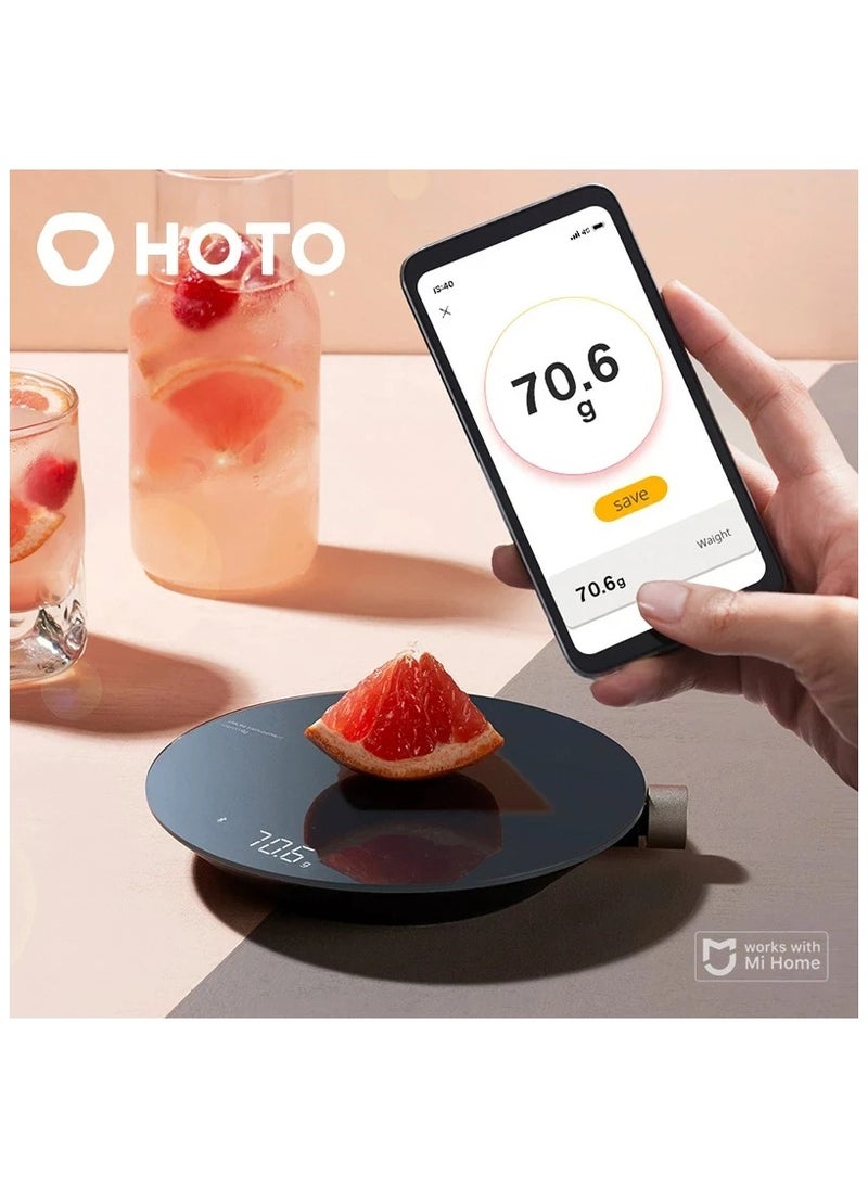 هوتو ميزان المطبخ الذكي HOTO، ميزان إلكتروني بتطبيق بلوتوث، ميزان ميكانيكي، أداة قياس وزن الطعام، شاشة رقمية LED  - Image 1