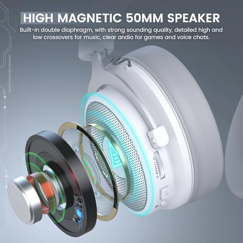 EKSA E900 Pro White Gaming Wired Over Ear Headphones with Virtual 7.1 Surround Sound, Noise Cancelling with Mic & Led, Compatible with PC, PS4, PS5, Xbox One - Image 3