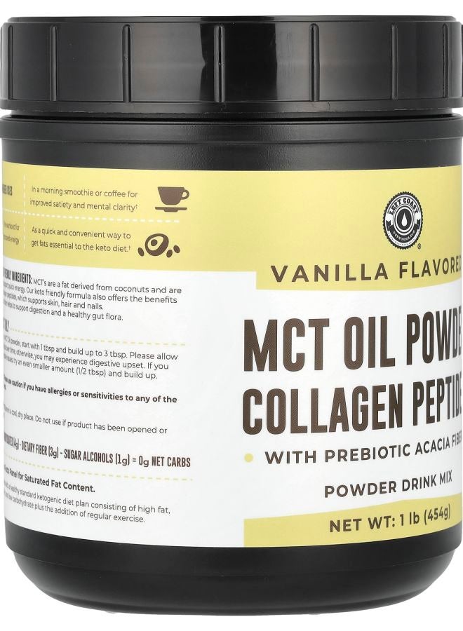 Left Coast Performance MCT Oil Powder Collagen Peptides with Prebiotic Acacia Fiber Vanilla 1 lb (454 g) - Image 2