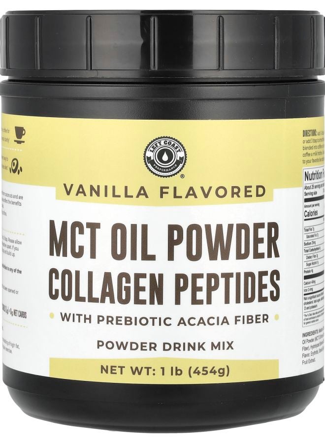 Left Coast Performance MCT Oil Powder Collagen Peptides with Prebiotic Acacia Fiber Vanilla 1 lb (454 g) - Image 1