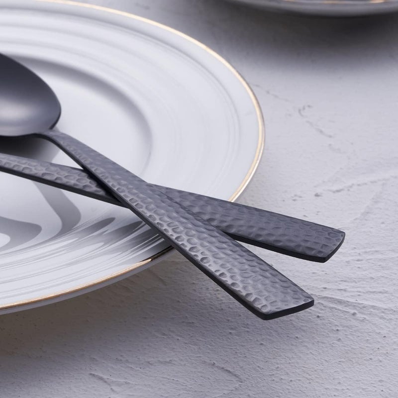 FULLYWARE Matte Black Dinner Spoon Set of 6, 8.0 inches Stainless Steel Black Spoon Silverware, Satin Finish. - Image 5