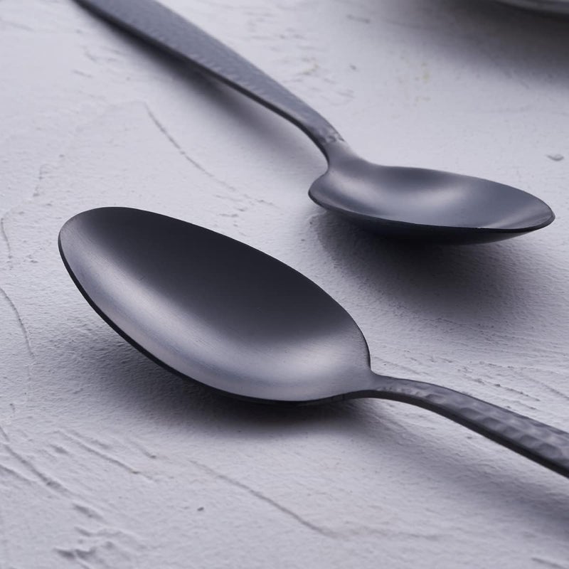 FULLYWARE Matte Black Dinner Spoon Set of 6, 8.0 inches Stainless Steel Black Spoon Silverware, Satin Finish. - Image 4