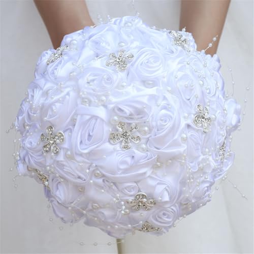 TUAGYMKR Handmade Rhinestone Bridal Bouquet Crystal Wedding Round Tossing Bouquet Artificial Flower Bunch for Bride Bridesmaid - Image 1