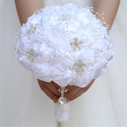 TUAGYMKR Handmade Rhinestone Bridal Bouquet Crystal Wedding Round Tossing Bouquet Artificial Flower Bunch for Bride Bridesmaid - Image 2