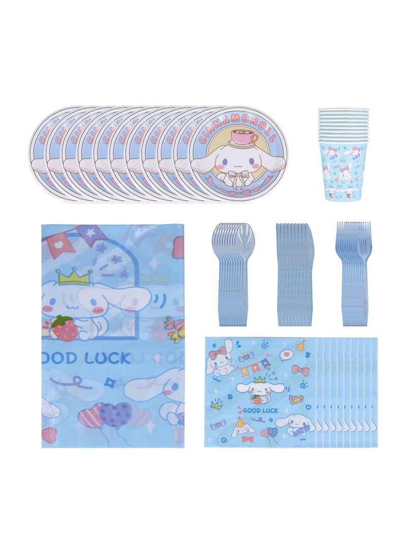 general Cinnamoroll 71 PCs Cute Anime Party Plates & Mugs & Napkins Set for Girls Boys Birthday Kawaii Party Supplies, Anime Cosplay Girls Birthday Decorations - Image 1
