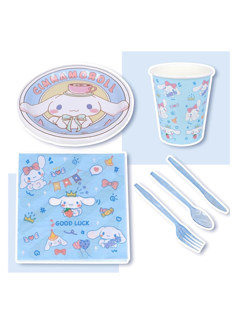 general Cinnamoroll 71 PCs Cute Anime Party Plates & Mugs & Napkins Set for Girls Boys Birthday Kawaii Party Supplies, Anime Cosplay Girls Birthday Decorations - Image 3