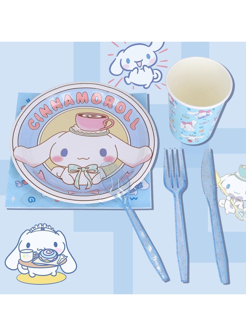 general Cinnamoroll 71 PCs Cute Anime Party Plates & Mugs & Napkins Set for Girls Boys Birthday Kawaii Party Supplies, Anime Cosplay Girls Birthday Decorations - Image 4