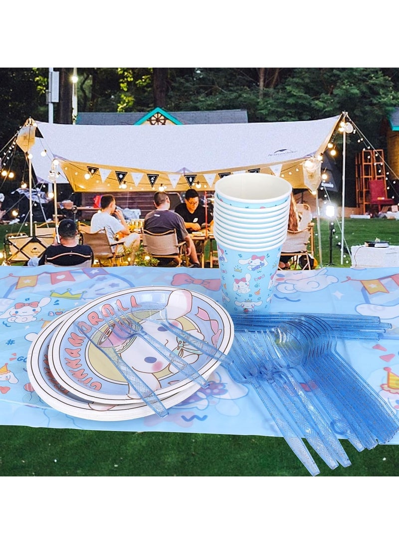 general Cinnamoroll 71 PCs Cute Anime Party Plates & Mugs & Napkins Set for Girls Boys Birthday Kawaii Party Supplies, Anime Cosplay Girls Birthday Decorations - Image 5