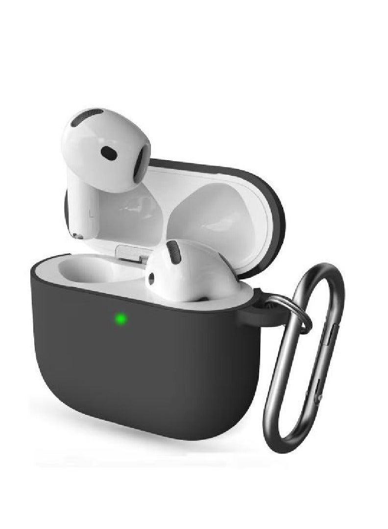 FOCUS AirPods 4th Generation Case Silicone Cover 2024 Soft Silicone Shock-Absorbing for AirPods 4 Case with Keychain Black - Image 1