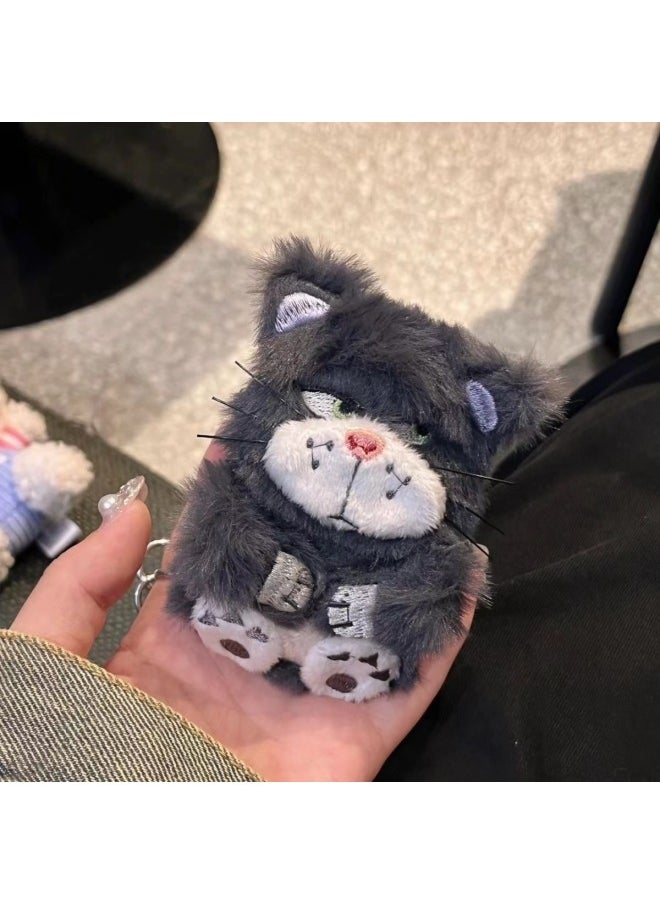 Generic - Japanese And Korean Style Plush Grey Emoji Cat Cute For Apple Bluetooth Cute Airpods2 Protective Case For Women Pro Headphone Case-Color:Dark Gray-Applicable Models:Airpods 1/2 Generation - Image 1