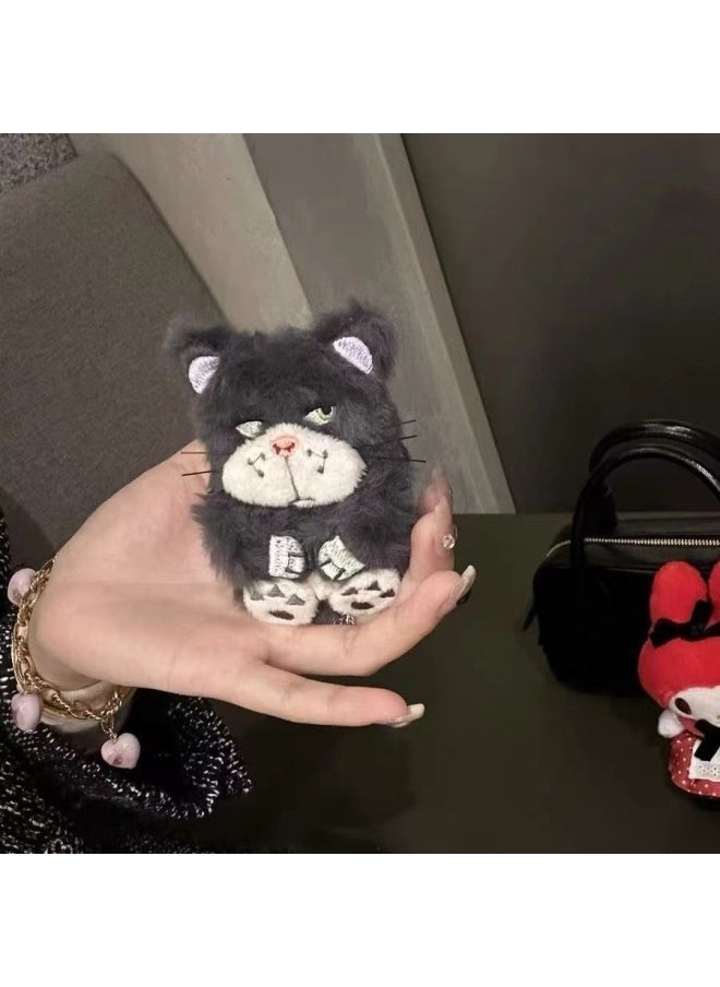 Generic - Japanese And Korean Style Plush Grey Emoji Cat Cute For Apple Bluetooth Cute Airpods2 Protective Case For Women Pro Headphone Case-Color:Dark Gray-Applicable Models:Airpods 1/2 Generation - Image 1