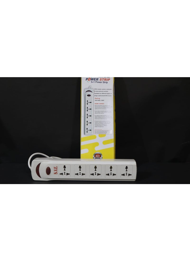 A Aaradhya A Aaradhya Extension Board with 6 amp Multi Plug Point International 5 Sockets Extension Cord Cable Long Wire Led Indicator 5 amp 3 Pin Plug Top White  - Image 2