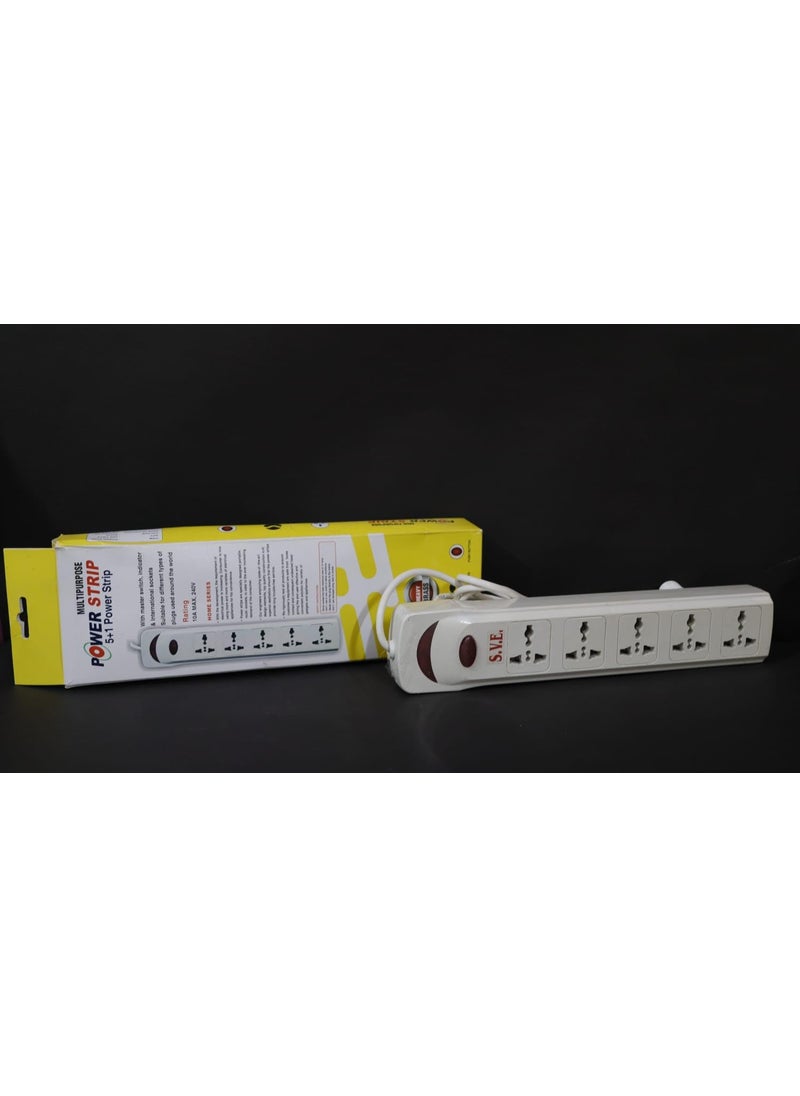 A Aaradhya A Aaradhya Extension Board with 6 amp Multi Plug Point International 5 Sockets Extension Cord Cable Long Wire Led Indicator 5 amp 3 Pin Plug Top White  - Image 1