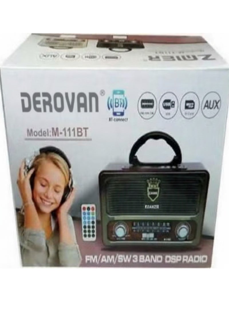 Derovan Retro Bluetooth Speaker – Mini Wireless FM Radio with USB/TF Card/AUX Input, 3D Surround Sound, 1200mAh Battery, Vintage Design – Ideal Gift for Music Lovers - Image 4