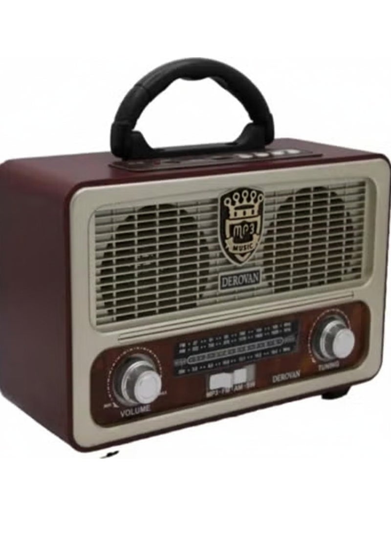 Derovan Retro Bluetooth Speaker – Mini Wireless FM Radio with USB/TF Card/AUX Input, 3D Surround Sound, 1200mAh Battery, Vintage Design – Ideal Gift for Music Lovers - Image 5