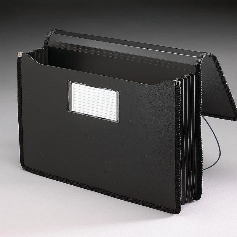 Smead Poly Wallet, Accordion File Organizer for File Folders, Legal Size, Black, 5-1/4 inch Expansion, Office Supplies, Document Organizer (71510) - Image 3