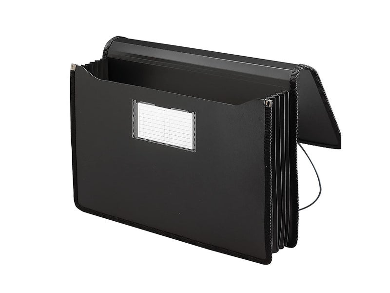 Smead Poly Wallet, Accordion File Organizer for File Folders, Legal Size, Black, 5-1/4 inch Expansion, Office Supplies, Document Organizer (71510) - Image 2