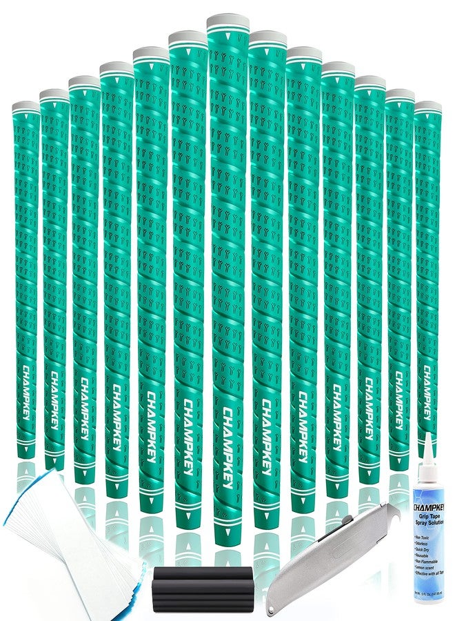 CHAMPKEY WRAP-Y Rubber Golf Grips 13 Pack Come with All Repair Kits - High Feedback and Traction Golf Club Grips(Standard, Green) - Image 1